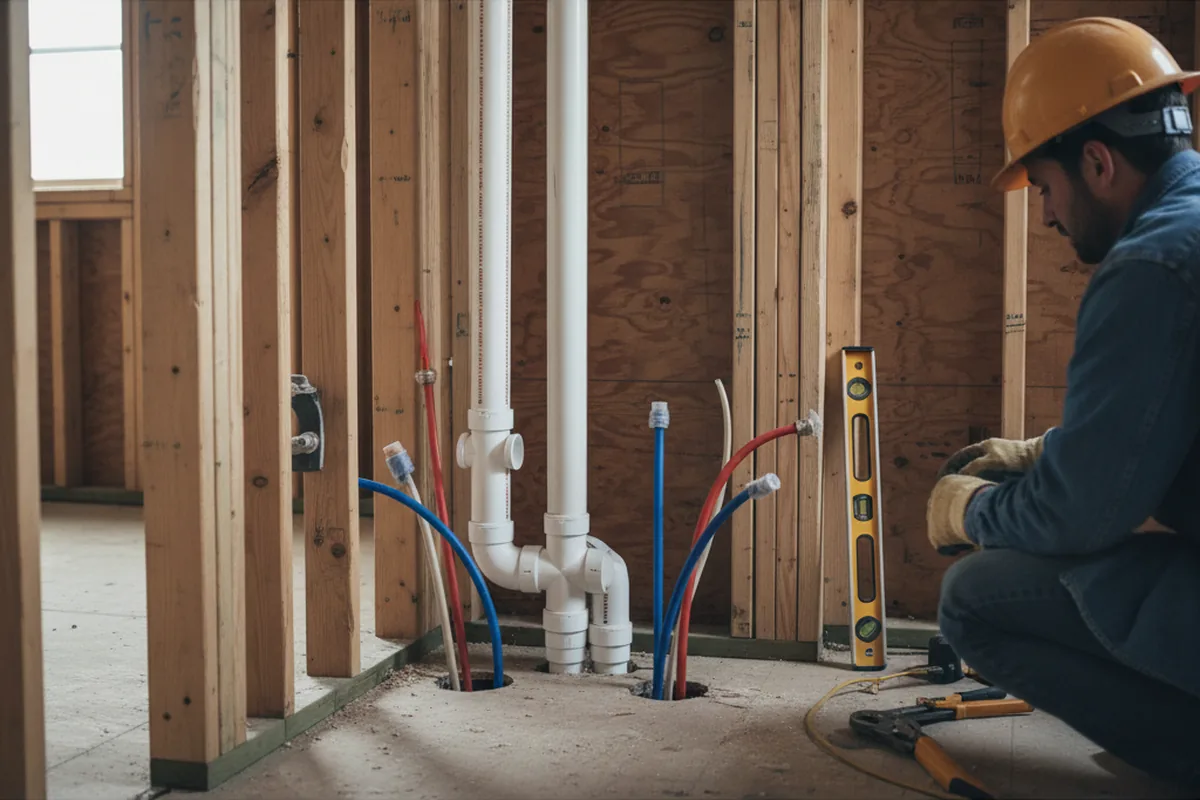 Drain and supply rough-in during Leak Detection in Slidell