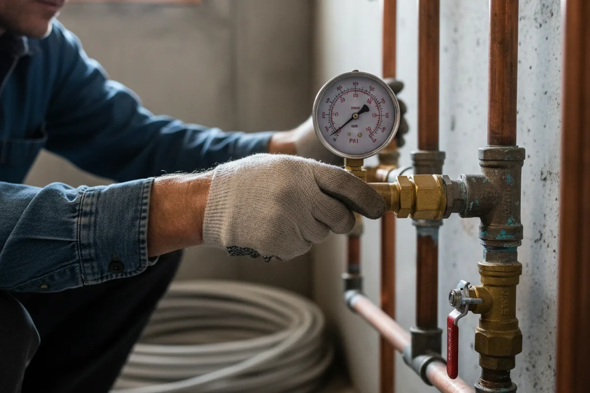Pressure testing a repaired line during Water Line Repair in Slidell